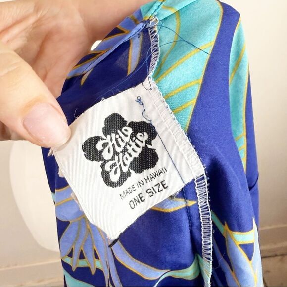 Hilo Hattie Vintage Sarong Wrap Skirt Crane Floral Hawaiian Blue One Size - Picture 6 of 7
